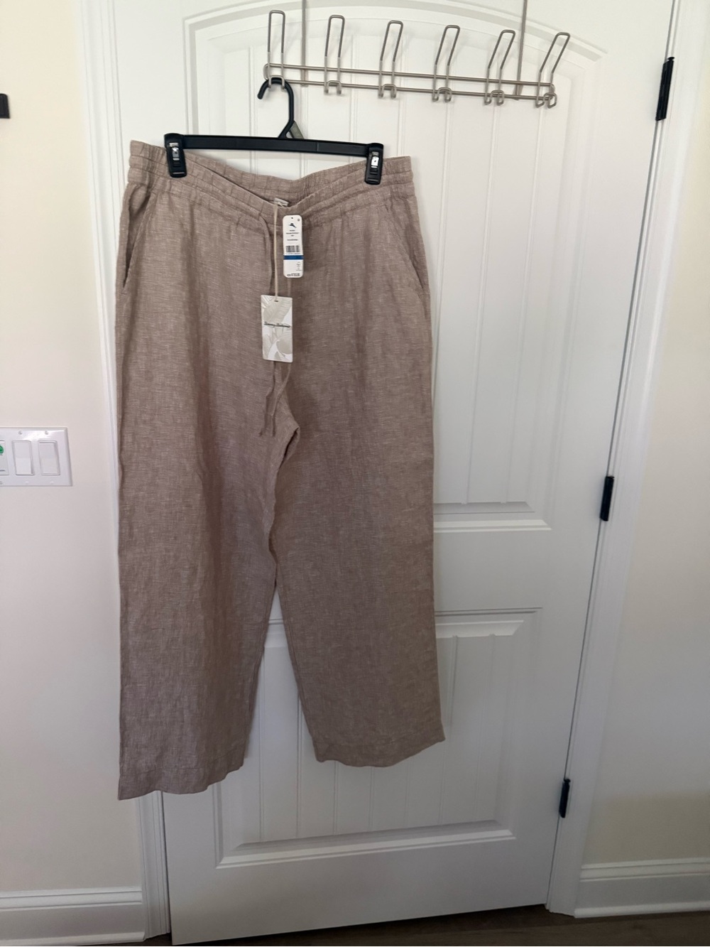 Tommy Bahama Beige Drawstring Linen-Blend Chinos